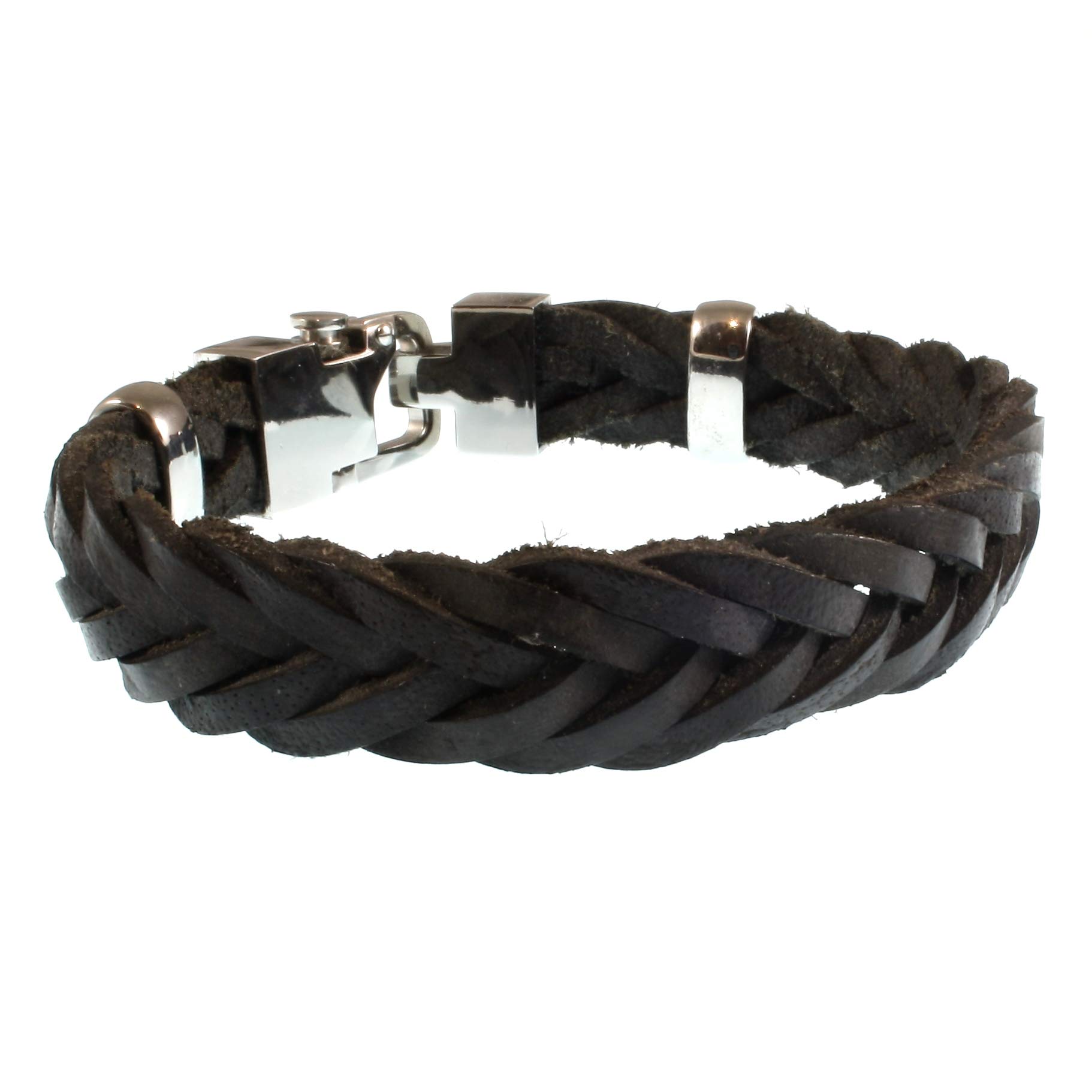 Echt Leder-Armband TURN F15 Schwarz Herren-Armband Männer-Armband Geschenkbox Magnetverschluss Edelstahl