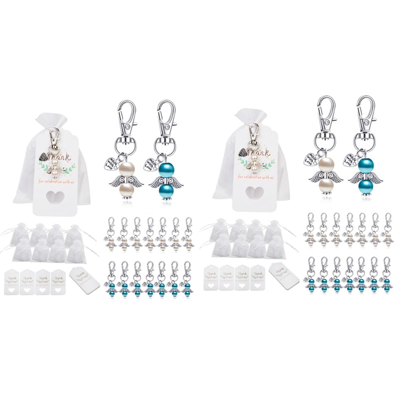 96 Tauf-Sets, Souvenir, Gastgeschenke, Schutzengel, Hochzeits- + Organza-Beutel + Taufgeschenk-Anhänger