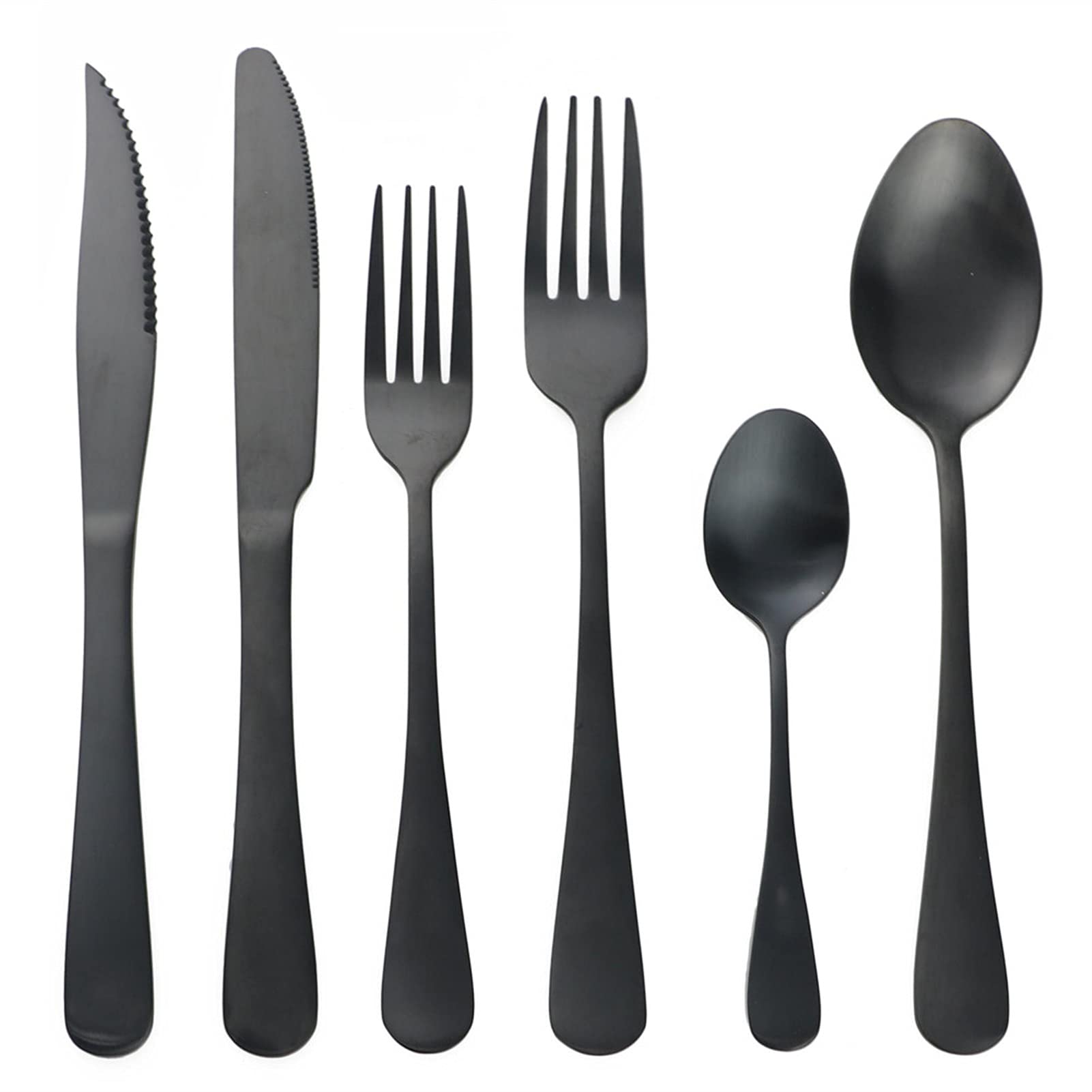 Matte Black Wedding Takeware Hotel Set Dinner Set Forks Steak Cuchillo Mesa Silateráticos Cubiertos de Cubiertos (Color : 6pcs)