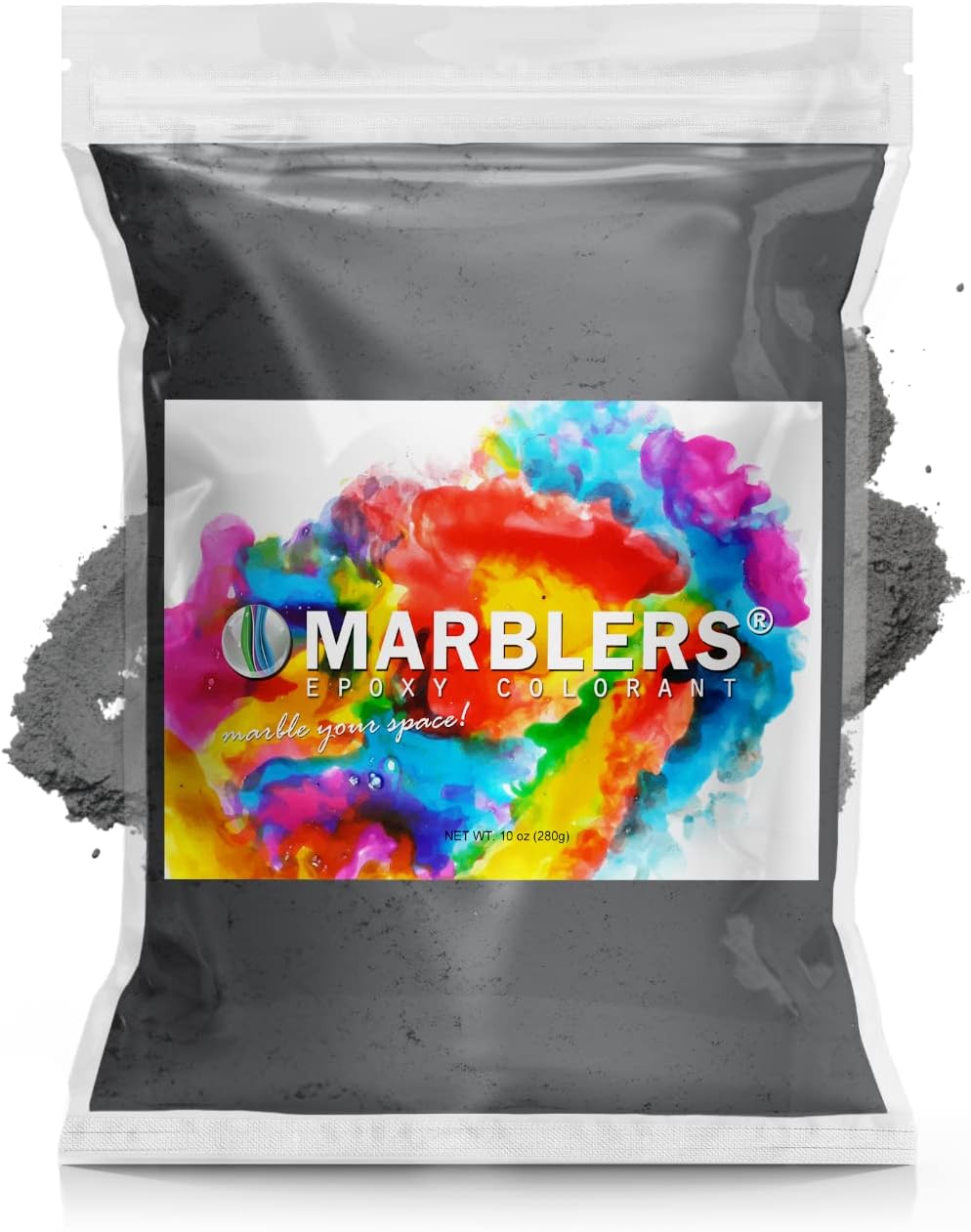 MARBLERS Gray Mica Powder Colorant [Dark Gray] 10oz (280g) | Cosmetic | Epoxy Resin Pigment | Dye | Non-Toxic, Vegan, Cruelty-Free | Lip Gloss, Nails, Body Butter | Bath Bomb, Candle & Soap Making