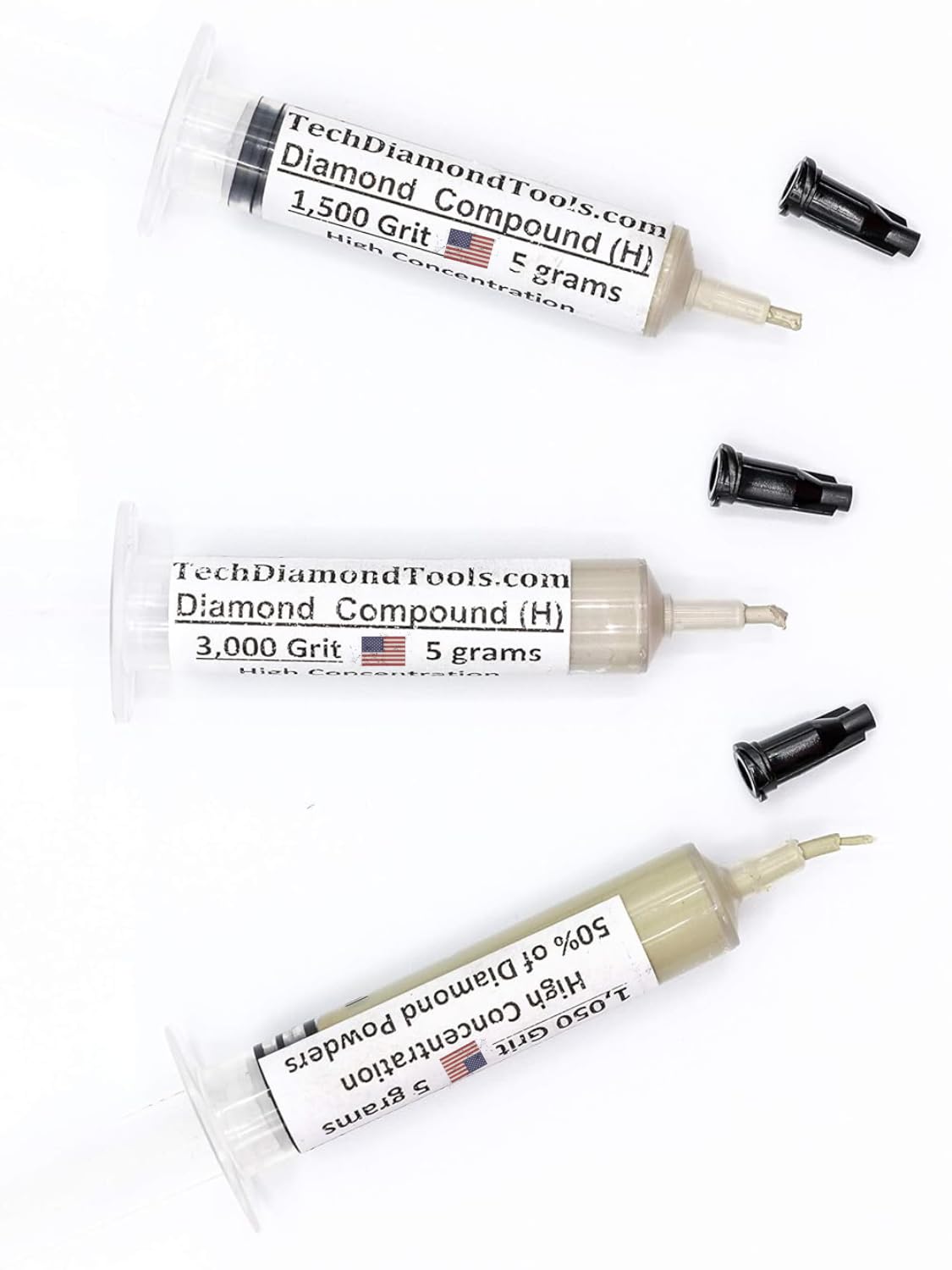 TechDiamondTools Kit of 3 Diamond Polishing Compound Polishing Paste 1050 1500 3000 Grit for Marble Glass Metal Rock Jewelry Resin Silver Gemstone