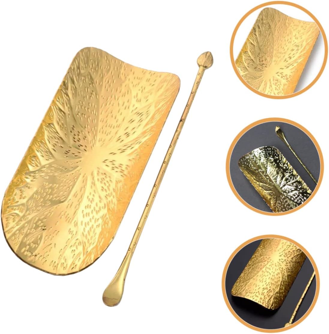 1 Set Japanese Tea Set Loose Tea Leaves Scoop Small Metal Scoop Bath Salt Kung Fu Cake Pick Leaf Container Ceremony Supply Coffee Beans Alloy
