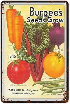 Vintage Metal Tin Sign for Plant Vegetable Seed Catalogue Cover Garden Greenhouse Allotment Tin Sign in Wall Decor BarTavernPubClub Man Cave Wall Decor 8x12 Inch