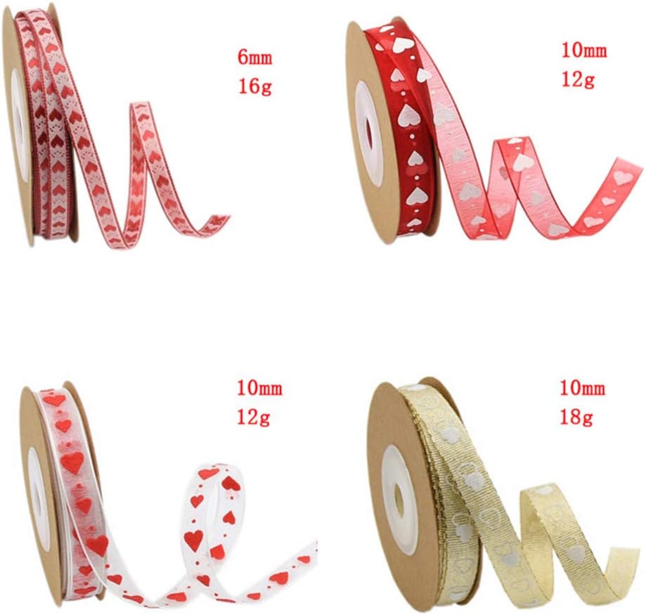 1 Roll Valentines Day Ribbons,10M Ribbon Heart Printed Polyester Packing Rope for DIY Wrapping, Picture 2, Size 2 - Image 3