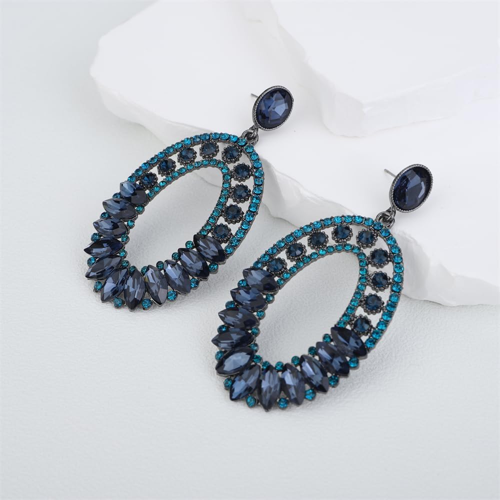 Sither Crystal Dangling Earrings for Women Dangle Crystal Pendant Earrings Boho Drop Oval Earrings Jewelry for Halloween Christmas Gift - Image 5