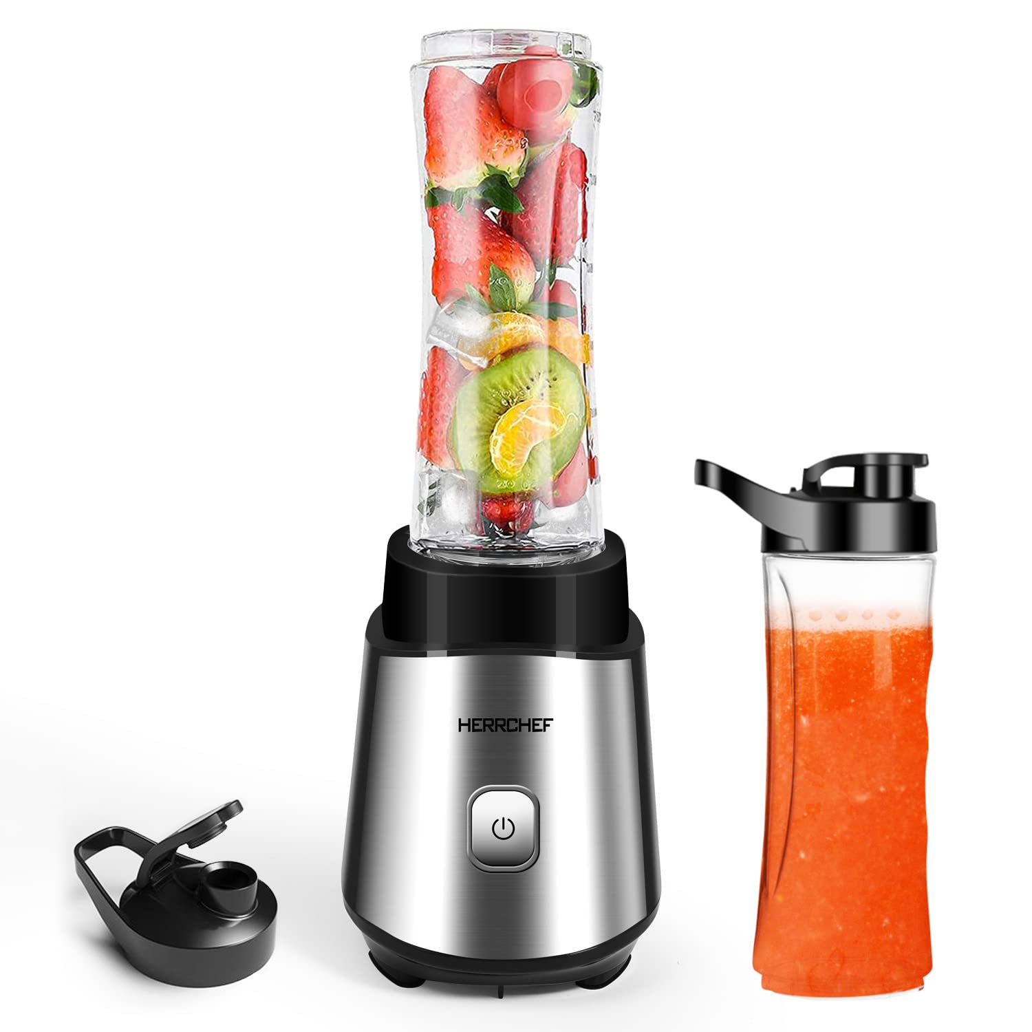 Smoothie Blender, HERRCHEF Blender for Shakes and Smoothies, 350W Personal Blender, Single Serve Bullet Blender with 2 BP...
