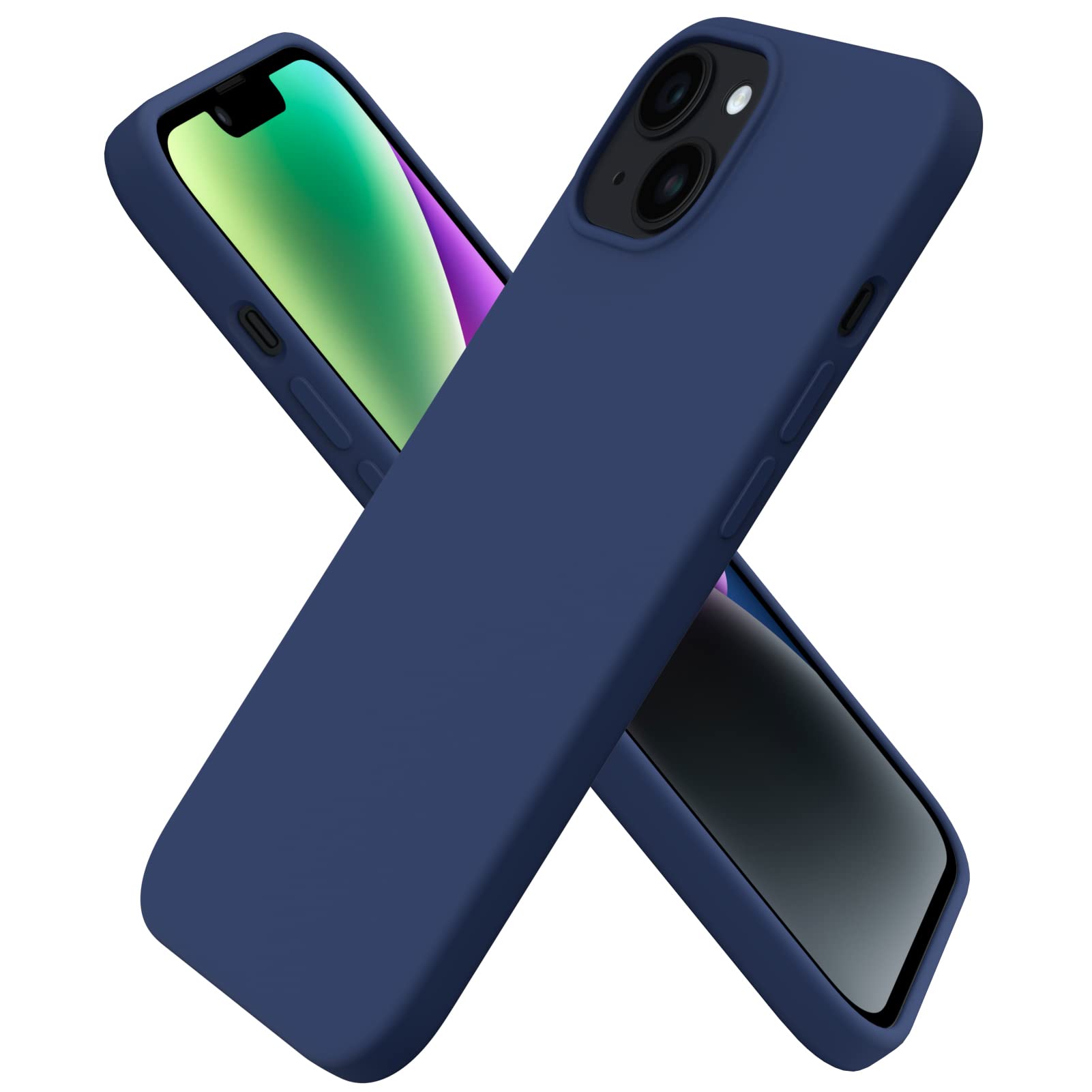 ORNARTO Compatible with iPhone 14 Case 6 1 Slim Liquid Silicone 3 Layers Full Phone Covered Soft Gel