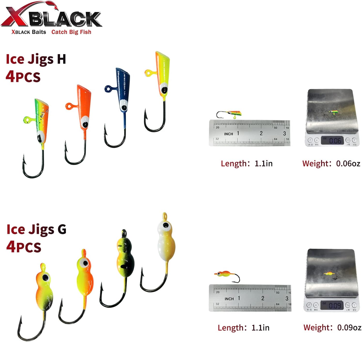 XBLAC Ice Fishing Jigs Kit Ice Fishing Lures 33PCS for Beginner Starter, XBLACK Baits, Catch Big Fish! : Sports & Outdoors