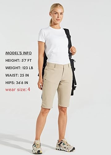 Miniatura 4 de Willit Pantalones cortos para mujer, 13 pulgadas, para golf, senderismo, largos, hasta la rodilla, de secado rápido, resistentes al agua, casual,