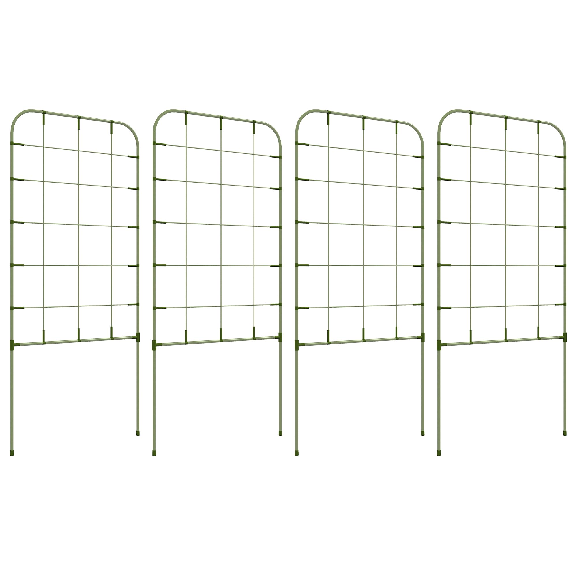 Outsunny Juego de 4 Enrejados de Jardín con Marco de Acero Soportes para Trepadoras para Verduras Frutas Flores Patio Terraza Decoración Exterior 40x90 cm Verde