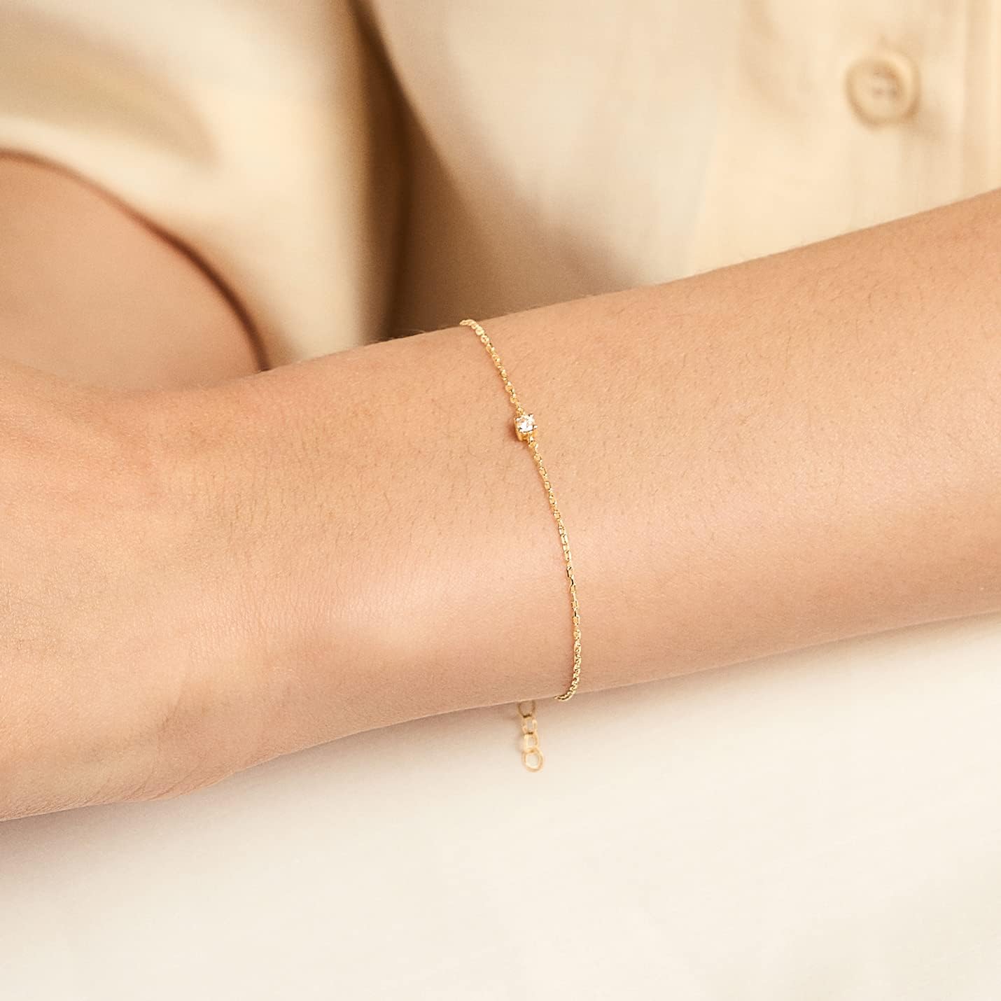 Gelin Diamond Solitaire Bracelets 10K or 14K Solid Gold