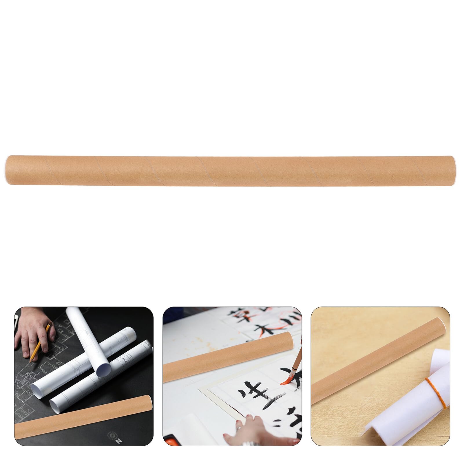 Genérico Tubo de Cartón Kraft Redondo para Guardar Pósteres 50X3 CM Tapa Papel Kraft de 2 MM de Grosor Tubo de Almacenamiento y Envío para Documentos Obras de Arte y Dibujos Adecuado