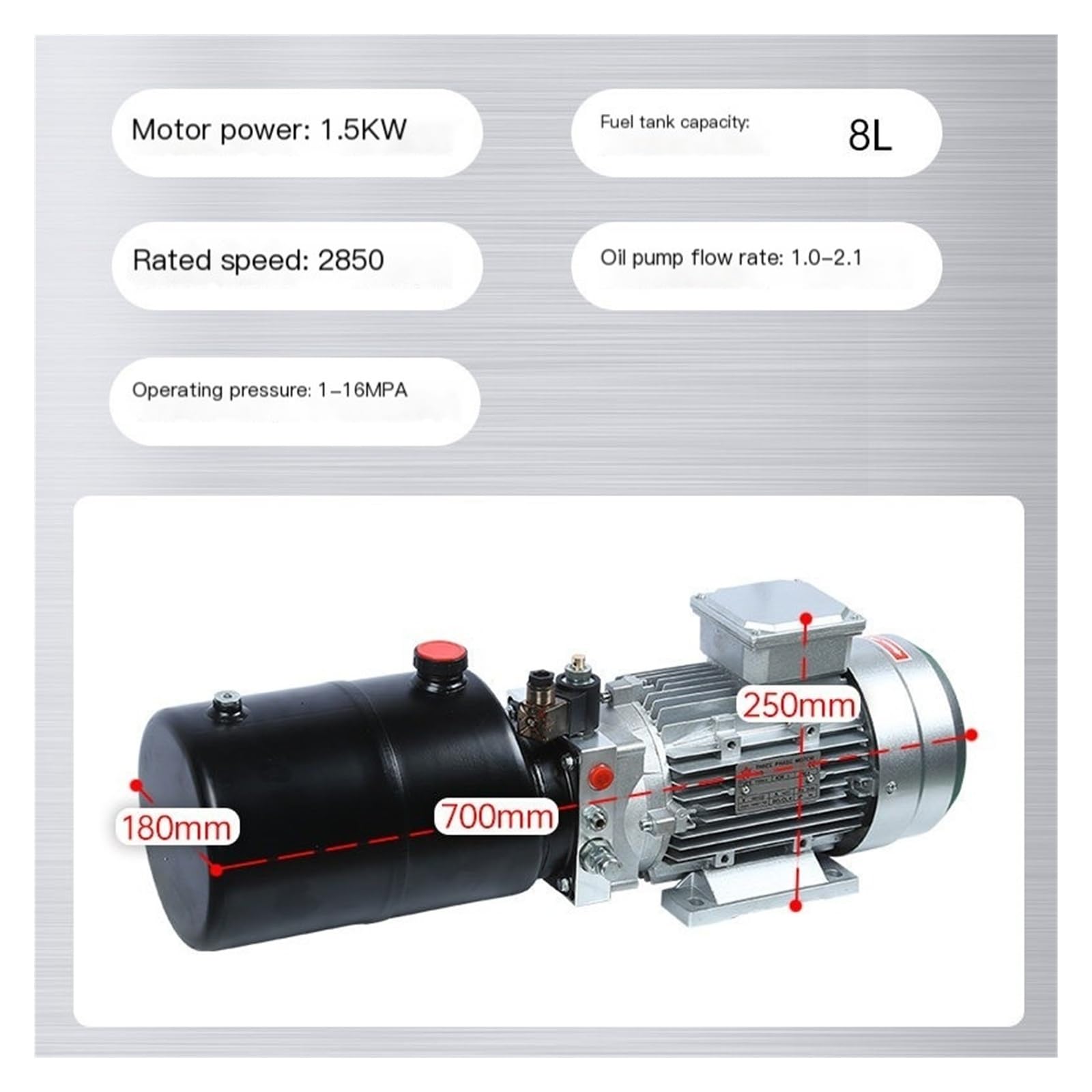 Hydraulikaggregat, Motorelektromagnetische Hubhydraulikpumpenstation 220 V 380 V(380v,1.5KW Unidirectional 8L)