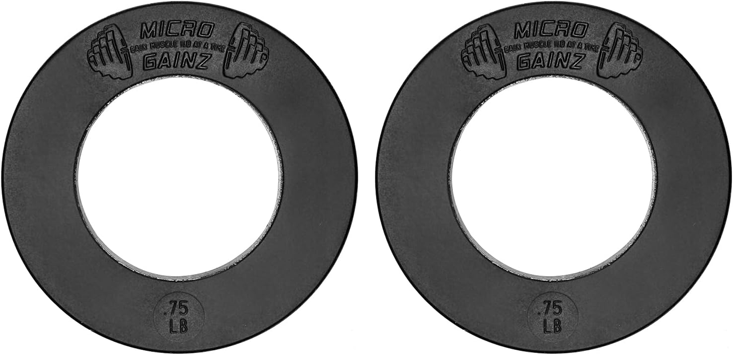 Micro Gainz Calibrated Fractional Weight Plate Set of 2 Plates, Choose Set (.25LB-1.25LB), Designed for Olympic Barbells for Strength Training & Micro Loading Bar Weights, Made in USA