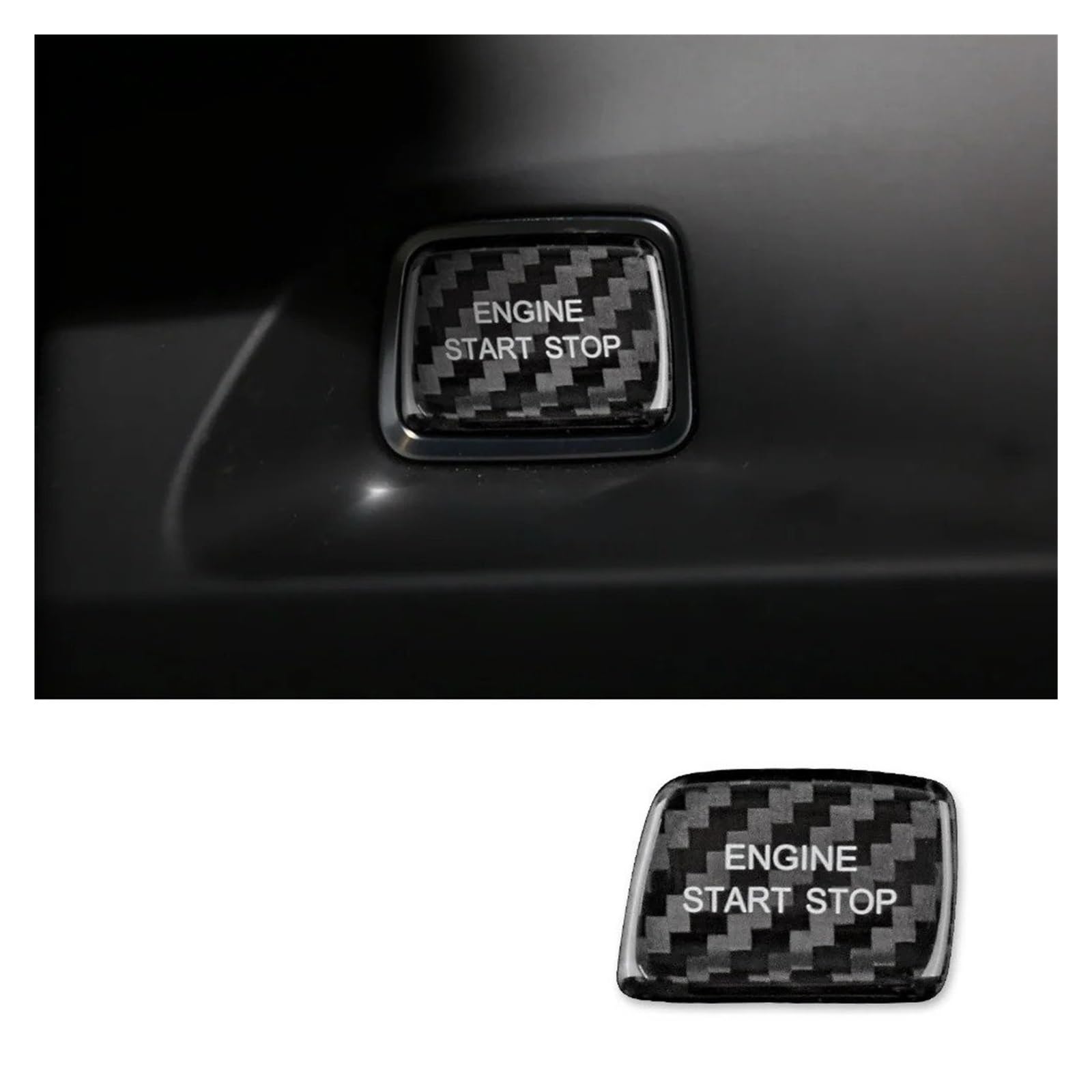 Car Accessory for Chevrolet for Corvette 2014-2019 for Camaro 2016-2020 Hard Carbon Fiber Ignition Engine Switch Button Sticker Interior Mouldings(B Black)