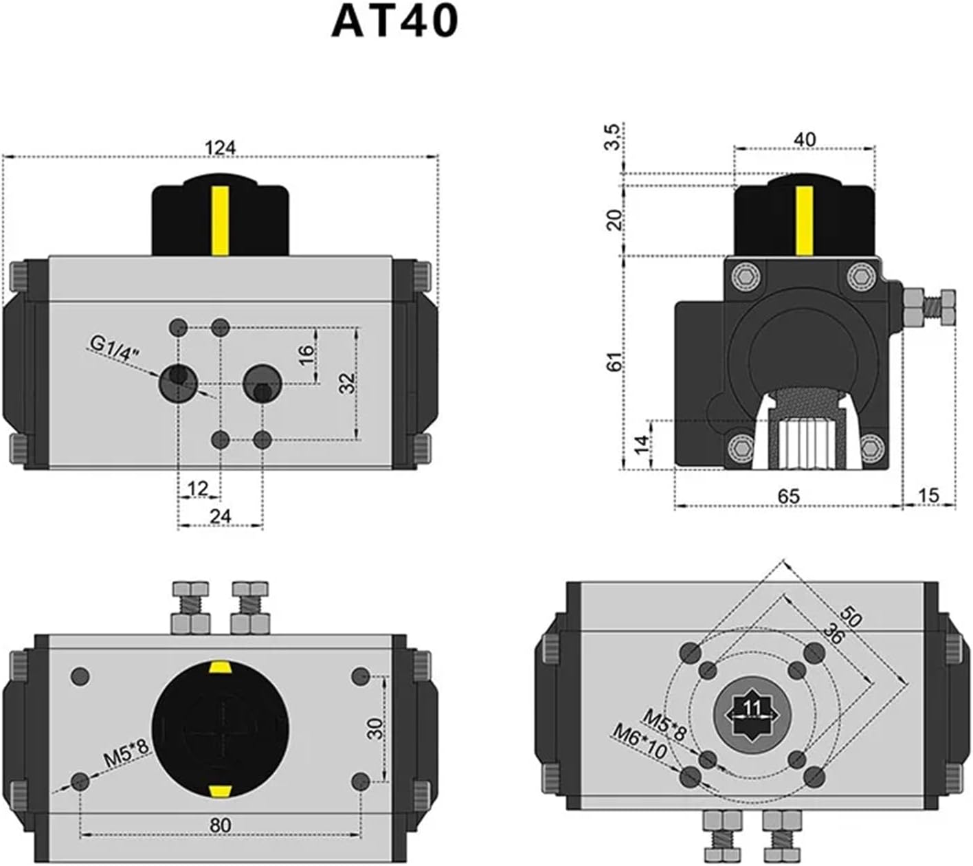 AT32 GT32 Double Acting Pneumatic Actuator for Ball Valve AT40 Automatic Control Valve(AT32)
