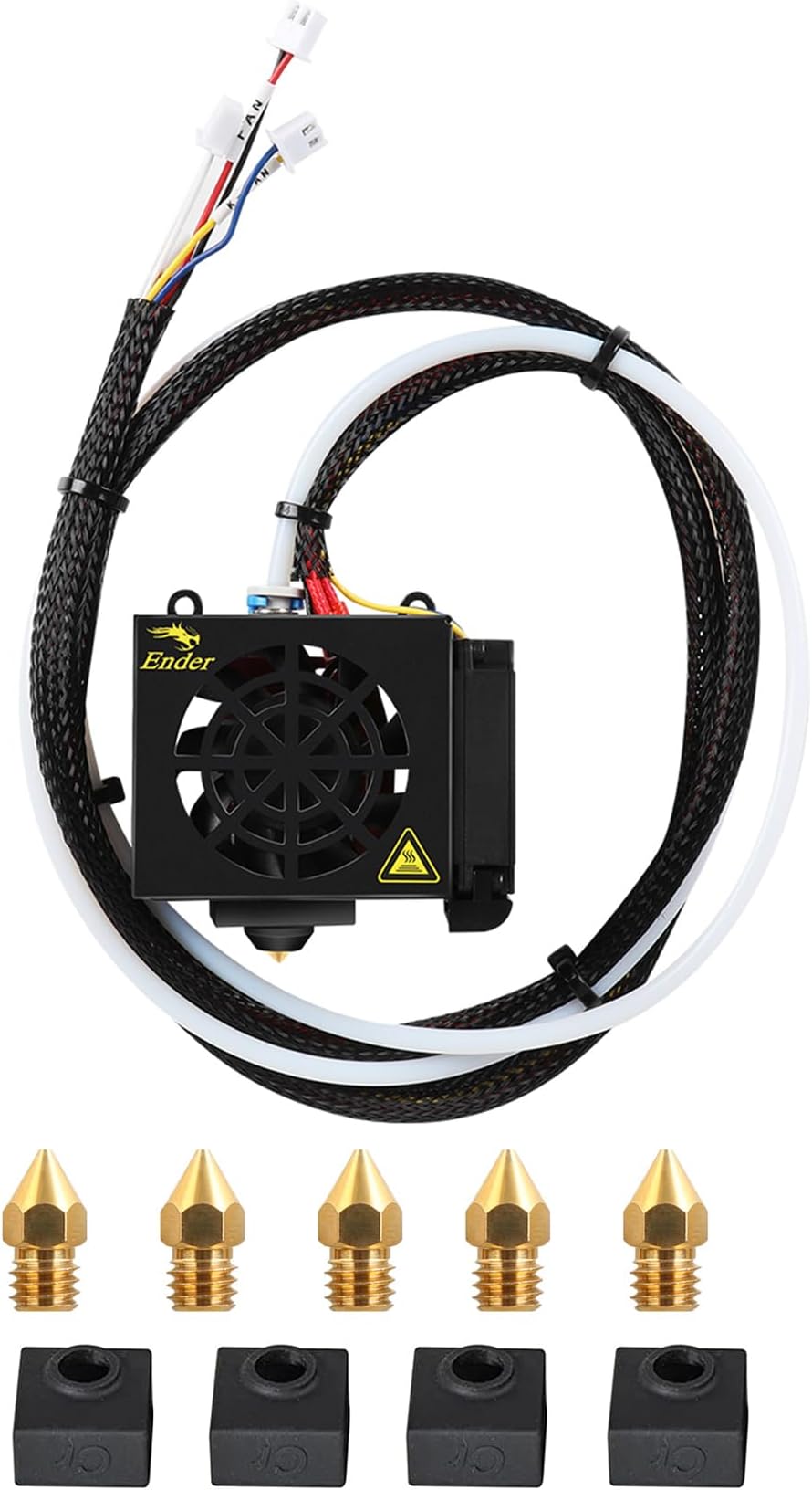 Creality Ender 6 Full Hotend, 3D Printer Replacement Parts Assembled Full Hotend Kit with Teflon Tube, Fan, Blower Hot End and Metal Shell for Ender 6