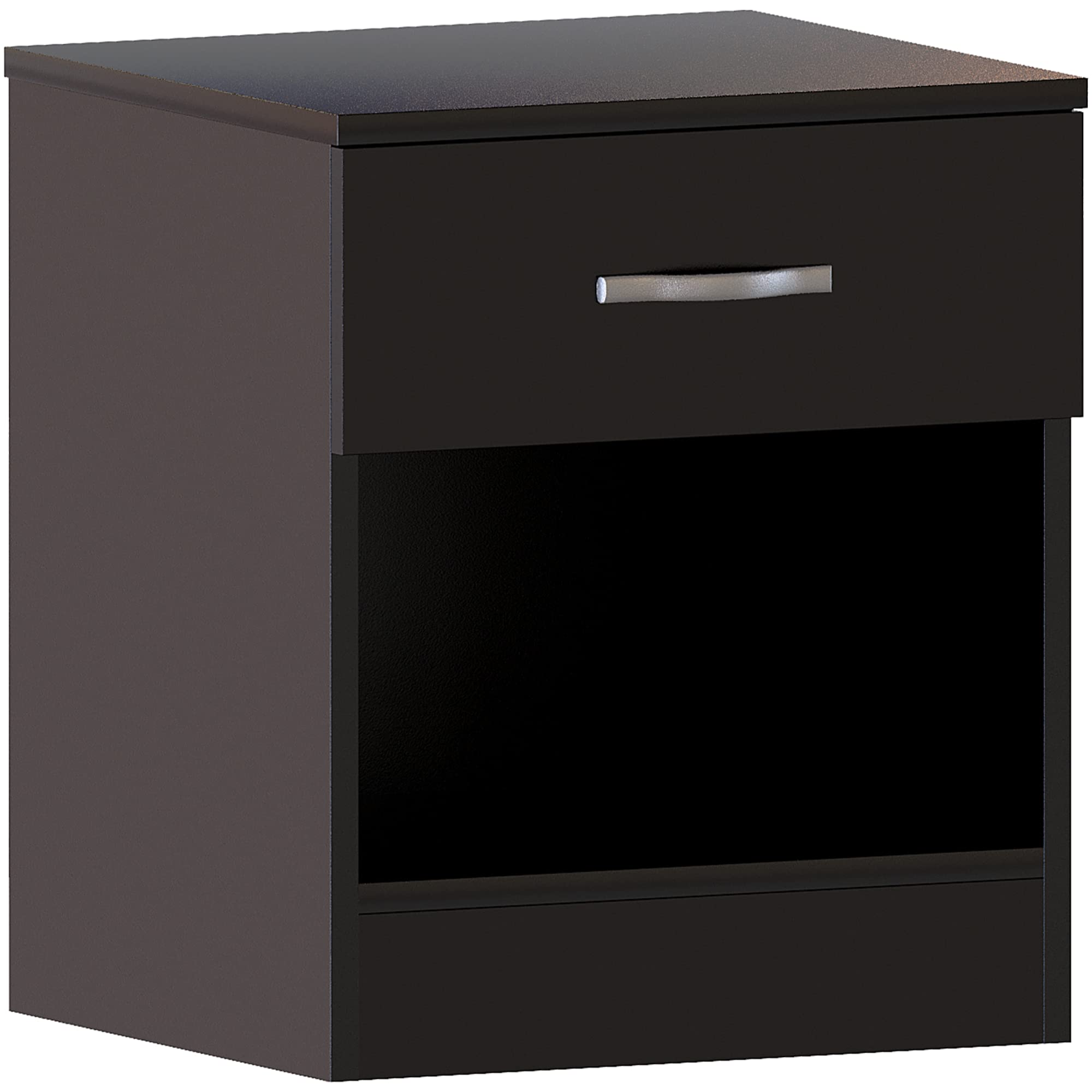 Vida Designs Black Large Bedside Drawer, Bedside Cabinet, 1 Drawer, Bedside Table, Metal Handles & Runners 47 x 40 x 36 cm