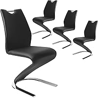 Vista 1 de Mermaid Dining Chairs Set of 4, Modern Kitchen Dining Room Armless Upholstered Side Chairs with PU Leather Cushion Seat and Sturdy Metal Legs