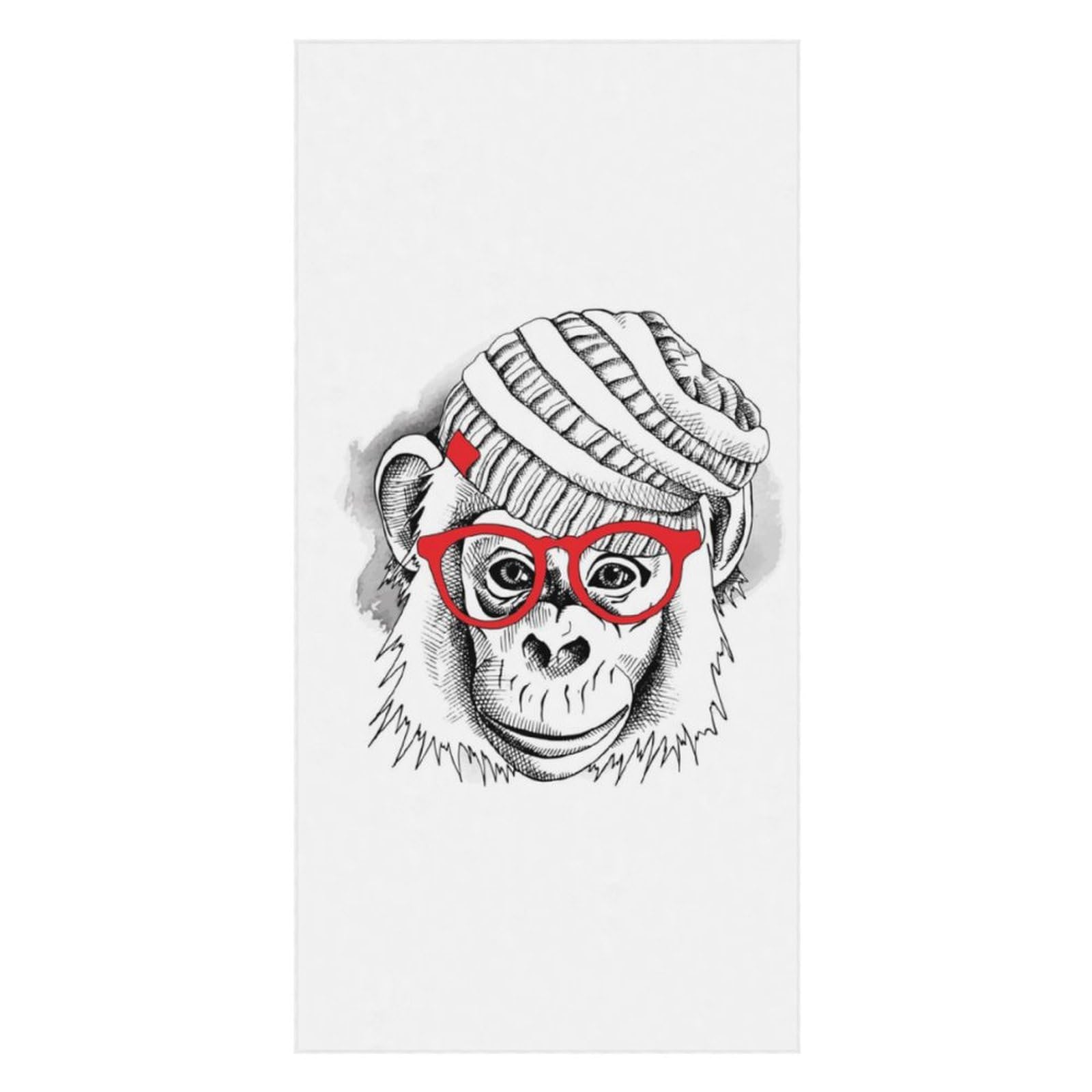 LWORZIIB Beach Towel, Cute Monkey with Glasses Bath Towel, Pool Towel Great for Gym Swimming 80 X 160cm