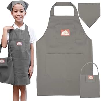 Amazon.co.jp: [ANJOU] (5色展開)エプロン子供 三角巾セット