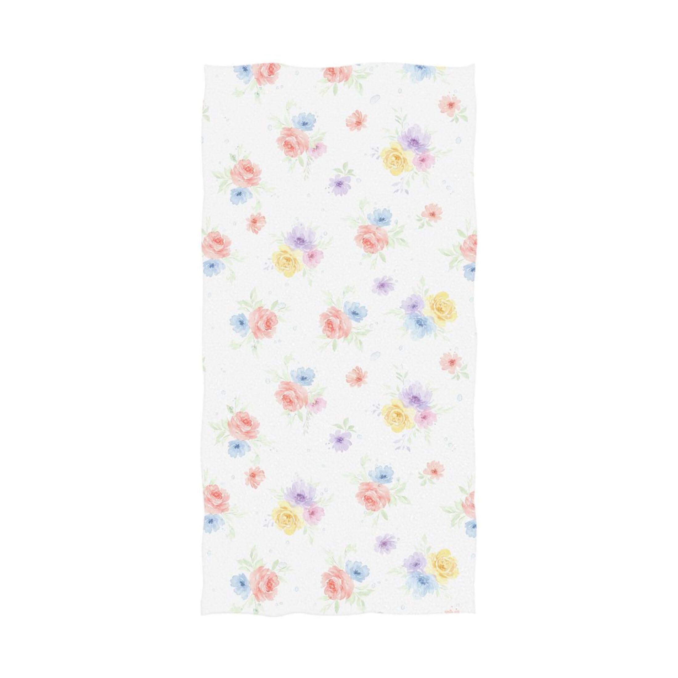 Kutsu Watercolor Flowers Bath Towel, Highly Absorbent Cotton Soft Bath Hand Towel for Bathroom Kitchen Hotel Spa, 64 x 32 In