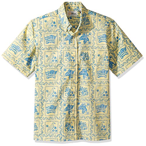 Reyn Spooner Men's Plus Size Spooner Kloth Classic Fit Hawaiian Shirt, Lahaina Sailor - Yellow, XXXL