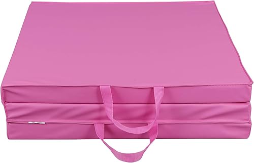 Miniatura 6 de HomGarden Tapete de ejercicio grueso plegable de tres pliegues de 6 x 2 pies, para gimnasia, gimnasio, aeróbicos, colchoneta con asas de transporte