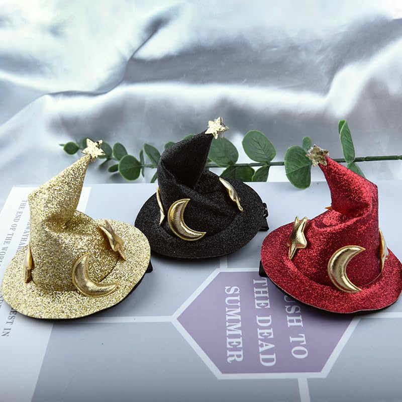 Halloween Hair Clips Witch Hat Hair Barrette Clips for Women Wizard Hat Hairpins for Halloween Cosplay Hair Accessories for Girls Non Slip Alligator Clips 3 Pcs - Image 2