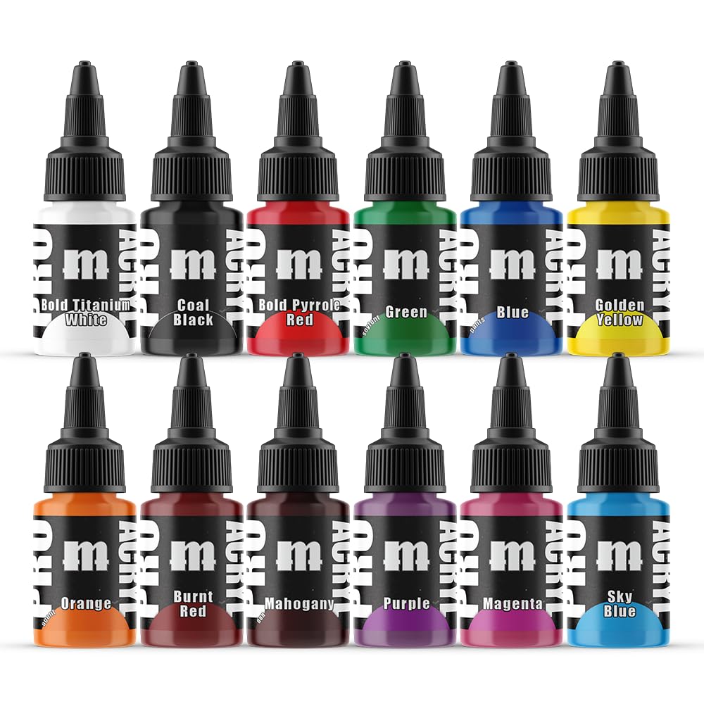 Monument Hobbies PRO Acryl 22ml Acrylic Paint Set - Miniature Paint for Wargames - Non Toxic Acrylic Paint Compatible with Both Brush and Airbrush Painting Techniques - Base Set