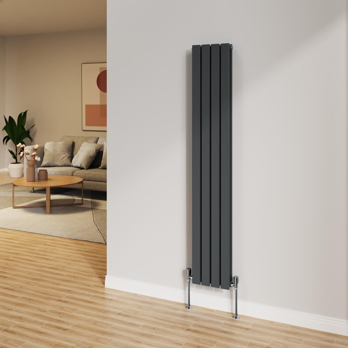 Nrg Anthracite 1600X272mm Radiator Vertical Flat Panel Bathroom Designer Double Rad Central Heating