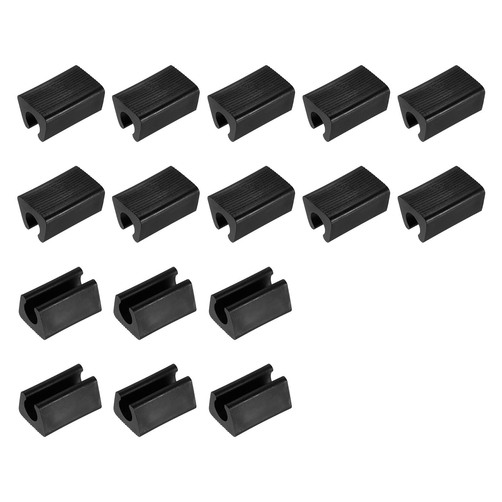 sourcing map 16 Pcs Rectangle U Shaped Chair Leg Cover, Fit 10mm Dia Tubular Chair Legs, Non-Slip No Noise Floor Protectors, Plastic Furniture Feet Tubing Caps, Black โ image 1