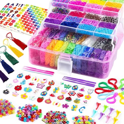 18000+ Rubber Band Bracelet Kit 32 Colors Loom Bands Rubberband for Jewelry Making Kits Easter DIY Arts and Crafts Kit Toy for Toddlers Girls Easter Birthday Gift