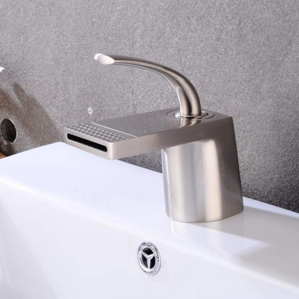 Kitchen Taps Basin Faucet Brass Brushed Nickel Waterfall Bathroom Mixer Single Hole Tap Deck Mounted