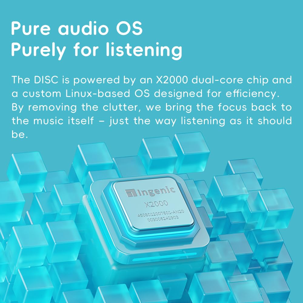 FIIO DISC - Reproductor de música portátil HiFi, reproductor de audio digital dual DAC con salidas de 3.5 mm y 4.4 mm, Bluetooth 5.4 LDAC, pantalla táctil (negro)