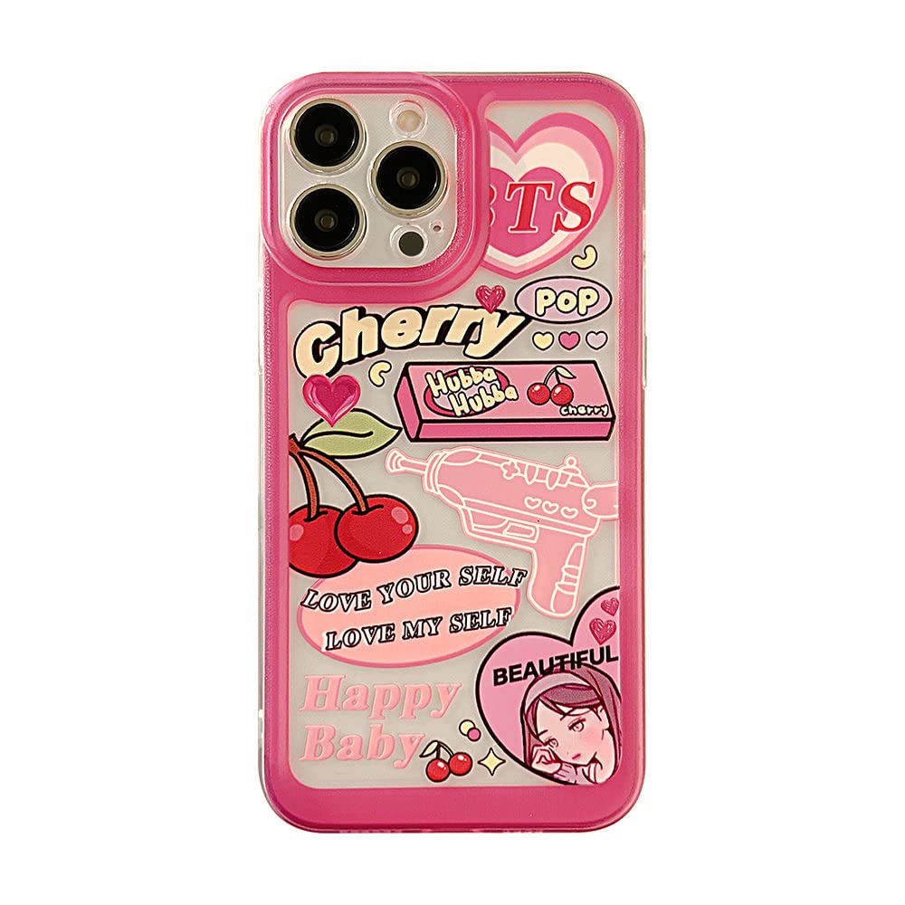 Amazon.co.jp: スイート レトロ チェリー ガールズ ラブ 電話ケース 