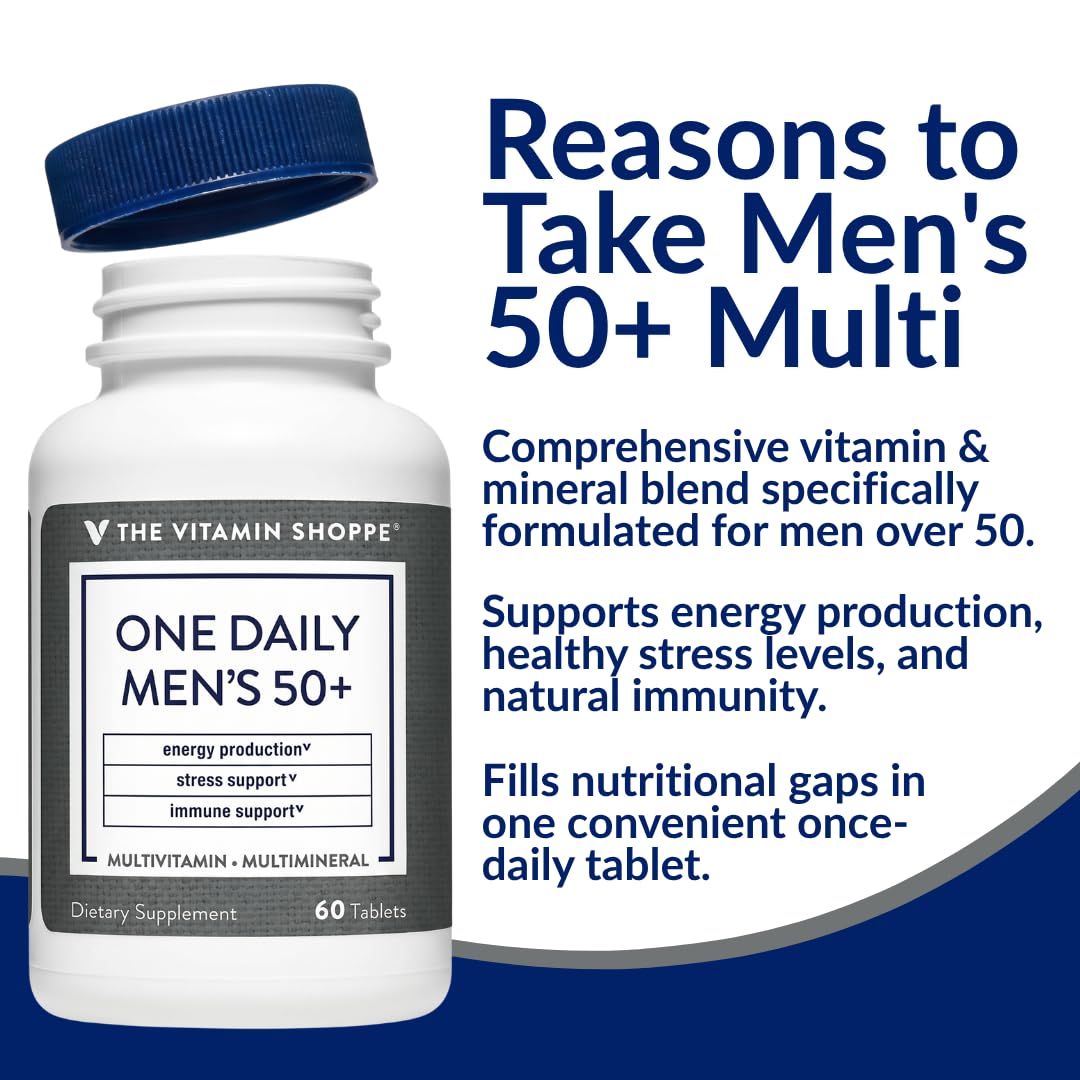 The Vitamin Shoppe Brand One Daily Men's 50+ Multivitamin, 60 Tablets — Amazon image 4