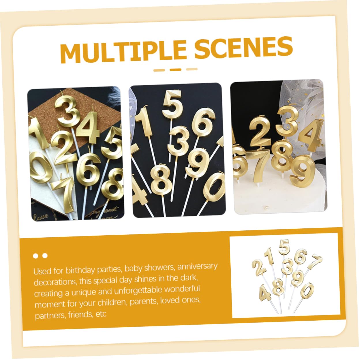 Ciieeo 3 Juegos Velas De Numero De Cumpleaños Velas Conmemorativas Vela para Fiesta Vela para Boda Velas De Cumpleaños Vela De Cupcake De Cumpleaños Vela para Celebración Parafina Golden