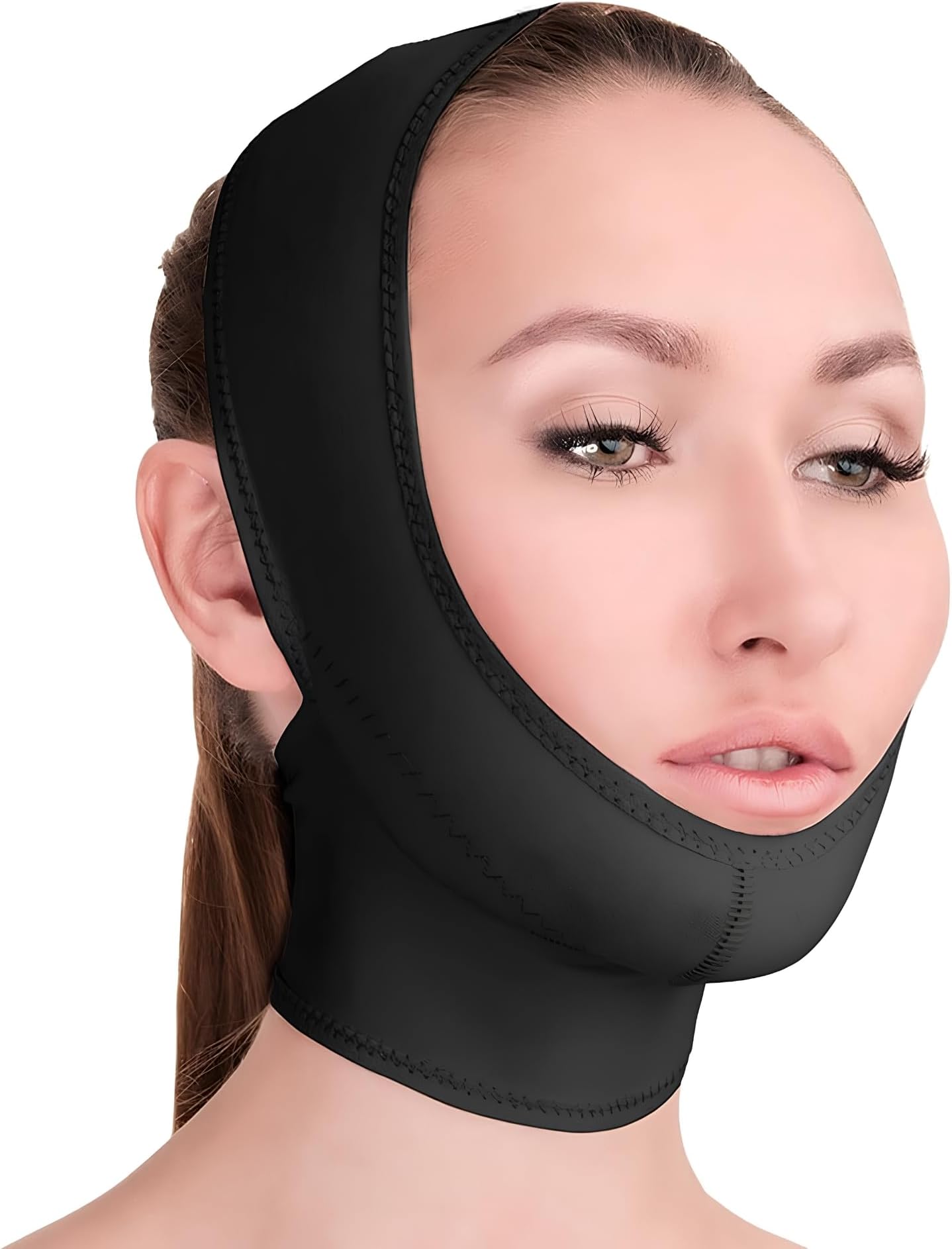 Post Surgical Chin Strap Bandage for Women - Neck and Chin Compression Garment Wrap - Face Slimmer, Jowl Tightening (M)