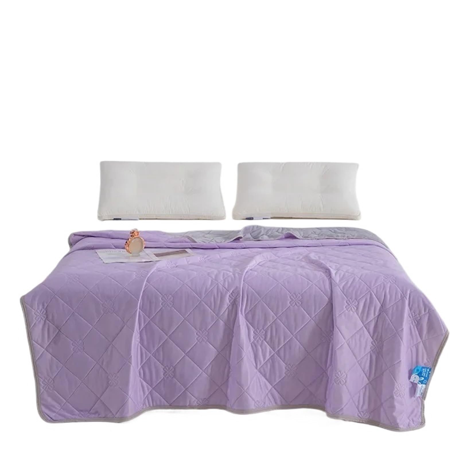 EBzvblxm Cooling Blanket for Summer, Cooling Blanket Silk Summer Air Conditioning Ultrasonic Embossed Purple Multiple Sizes(200x230cm)