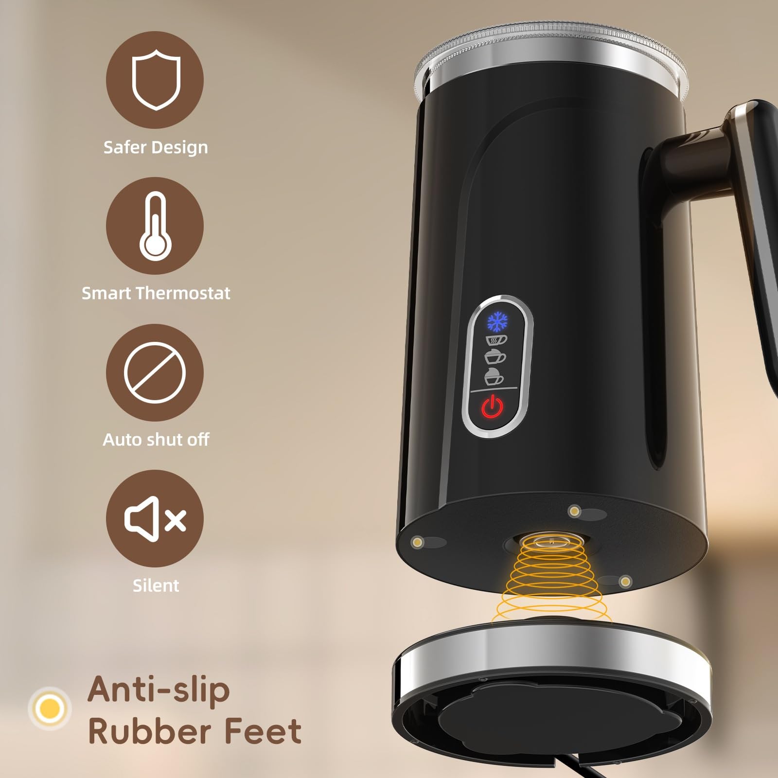 Elektryczny spieniacz do mleka i parownik podgrzewacz do piany 4 w 1 do kawy latte, gorącej czekolady, espresso, cappuccino automatyczny spieniacz na gorąco/zimno i podgrzewacz do mleka 300 ml