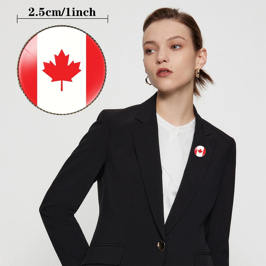 4 Pcs Canada Flag Pin Round 1 Inch, Lapel Pins Souvenir Badge for Hat Clothes Backpack,Canadian Flag Brooch Accessories Party Favors,Patriotic Pin Accessories for Men/Women - Image 2