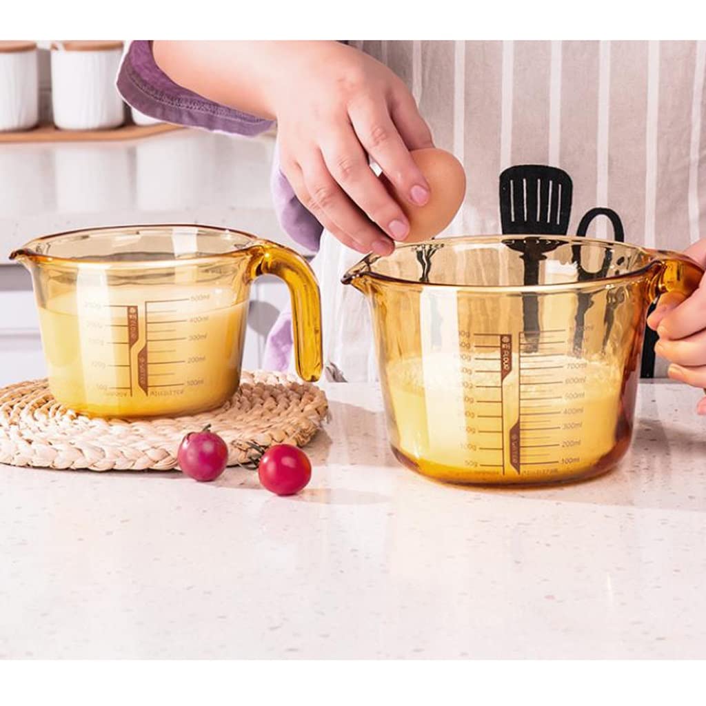 Tasses à mesurer en Verre résistant aux Hautes températures avec Tasses graduées Tasses à mesurer de qualité Alimentaire Tasses de Cuisson et de Battement d'œufs (500 ML)