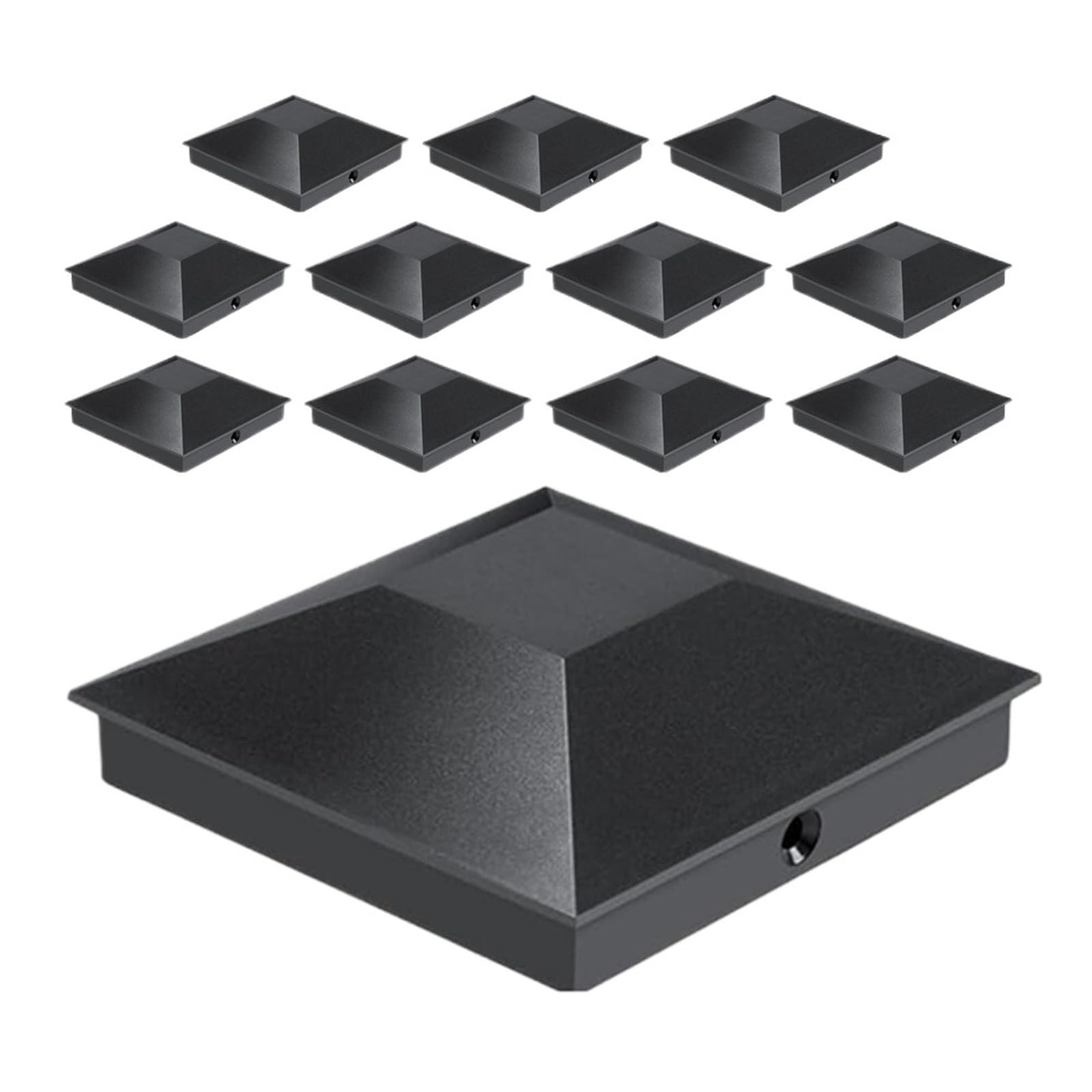 Fence Posat Cap 12Pcs Waterproof Plastic Fence Post Caps Wooden Deck Covers Pyramid Shaped Pole Finials for Courtyard