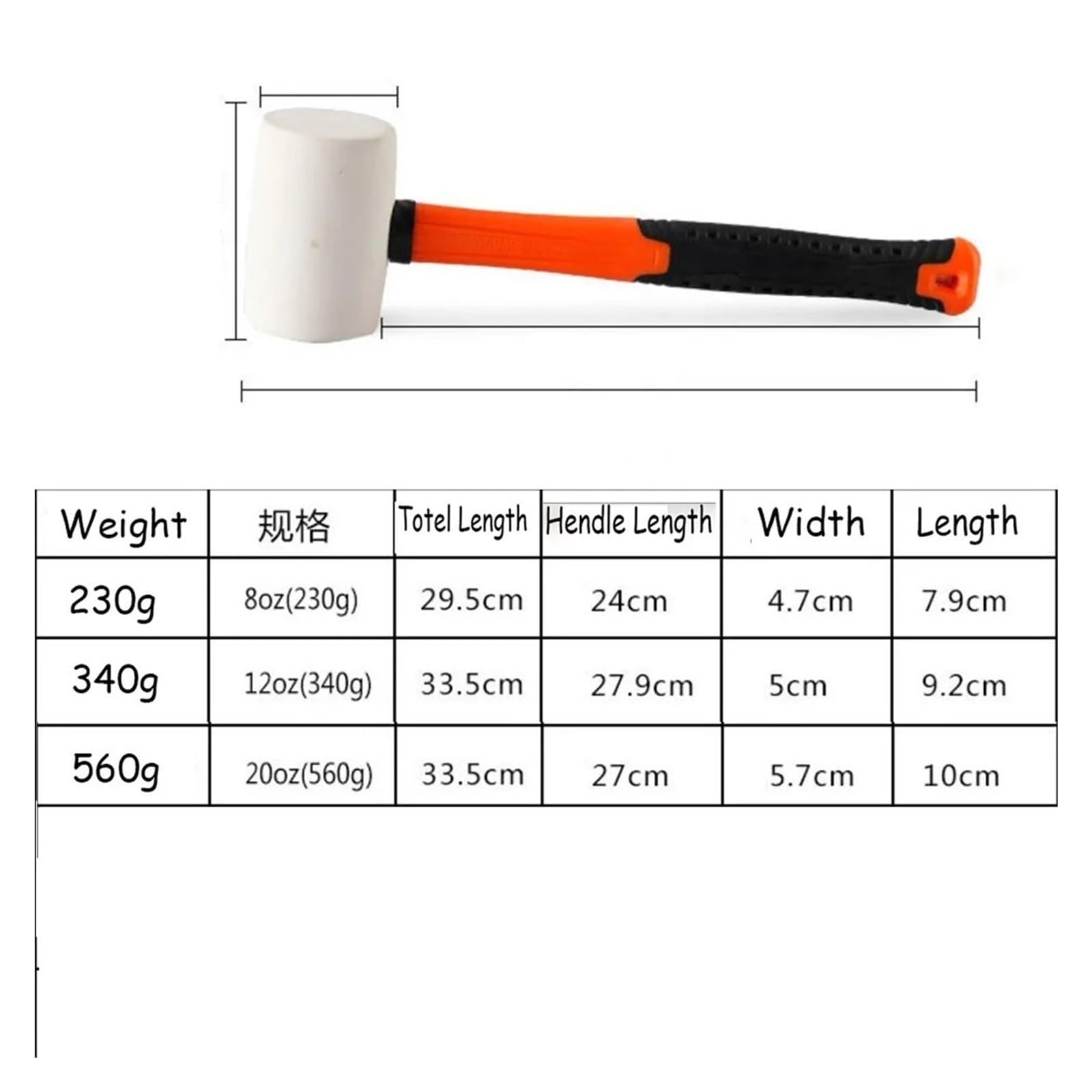 Mazo De Goma De 8/12 Oz, Color Blanco, for Instalación De Losas De Cerámica, Albañilería(White-12oz)