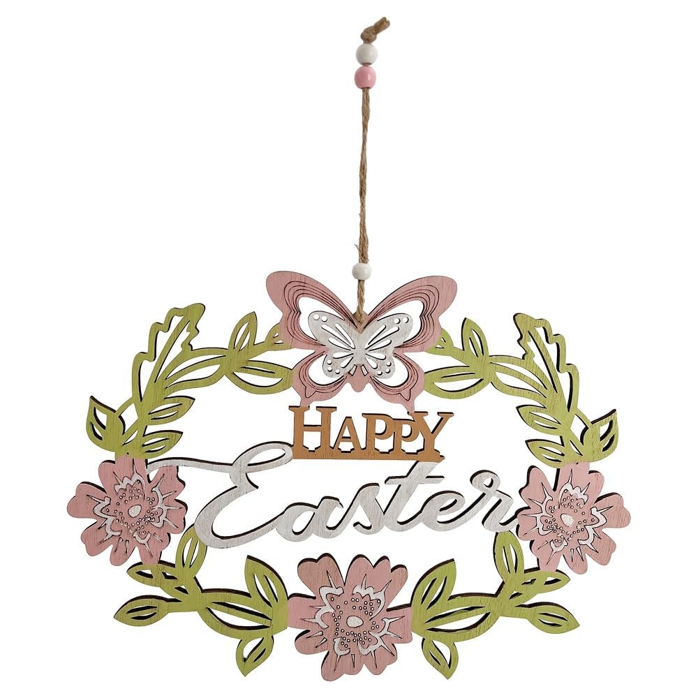 Party Magic Easter Wooden Wreath Decorations, 30 cm Size