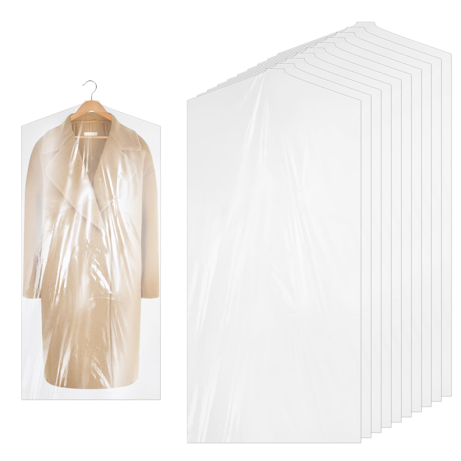 10 Pcs Garment Bags 60 x 120 cm Plastic Garment Bags Dry Cleaner Bags Plastic Clear Garment Bags For Hanging Clothes Garment Covers for Dry Cleanerhome Storage Travel