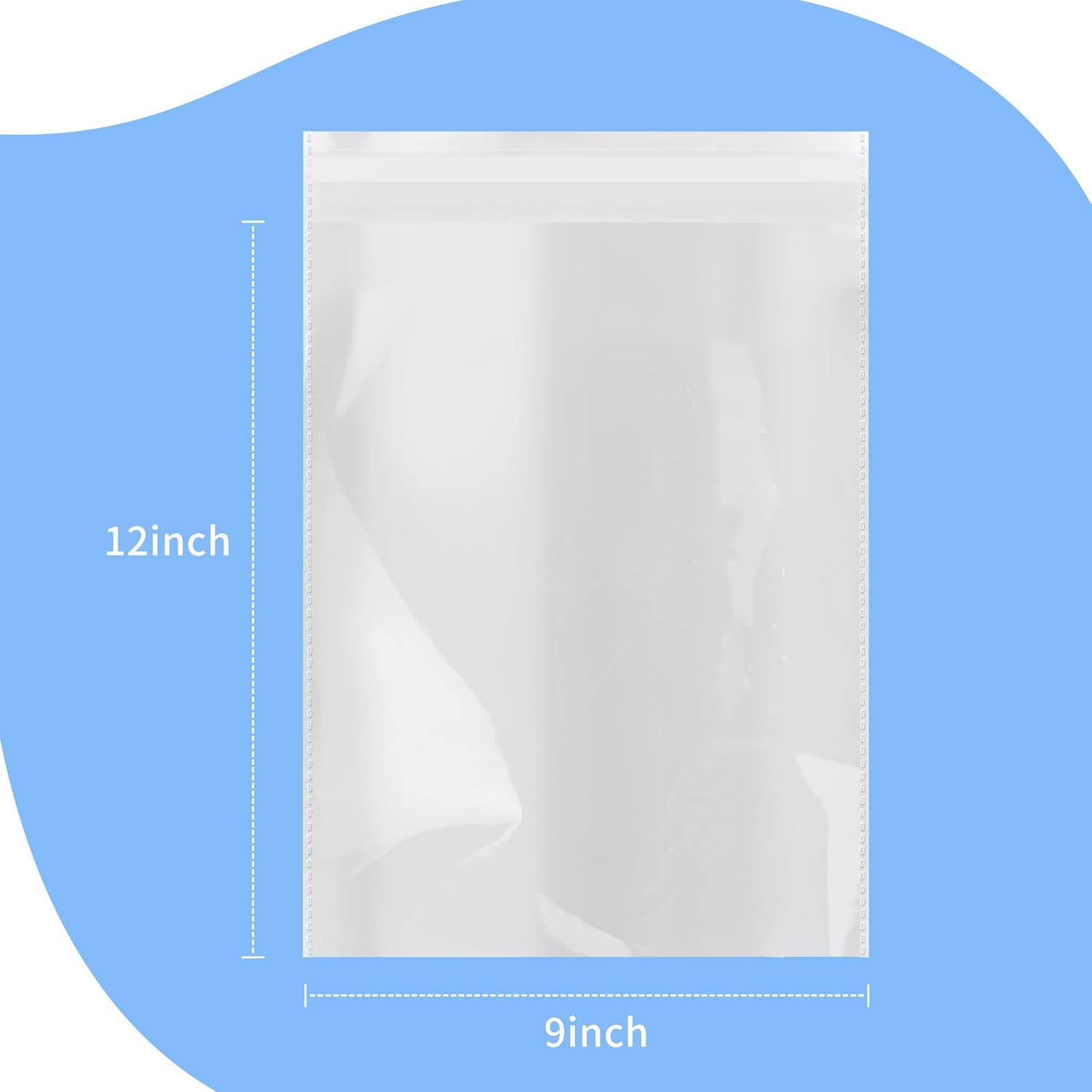 iMailer - 1000 Pack - 9" x 12" Cellophane Bags Self Adhesive - Clear Cello Resealable Plastic Poly Bags for A4, Letter Sized Documents, Plastic Sleeves, Clothing