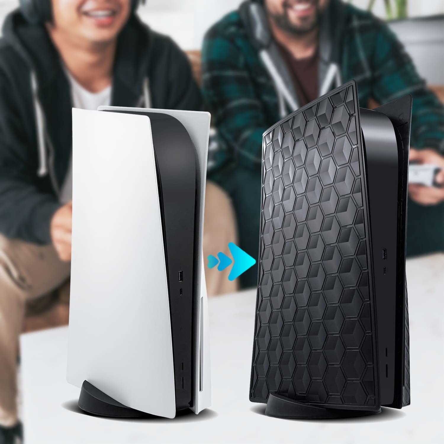Mcbazel PS5 Cover di Ricambio per Frontalino, Accessori per Pannello Frontale Rigido Antipolvere per PlayStation 5 Disc Edition - Beehive Black (Non per PS5 Slim/PS5 PRO)
