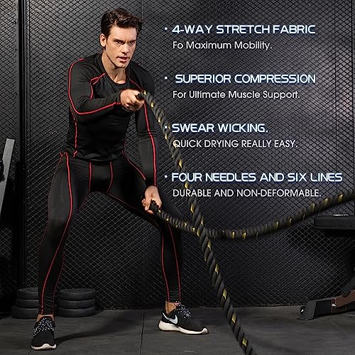 4 Pack Men's Compression Shirts Men Long/Short Sleeve Athletic Workout Tops Gym Undershirts Active Sports Baselayers3